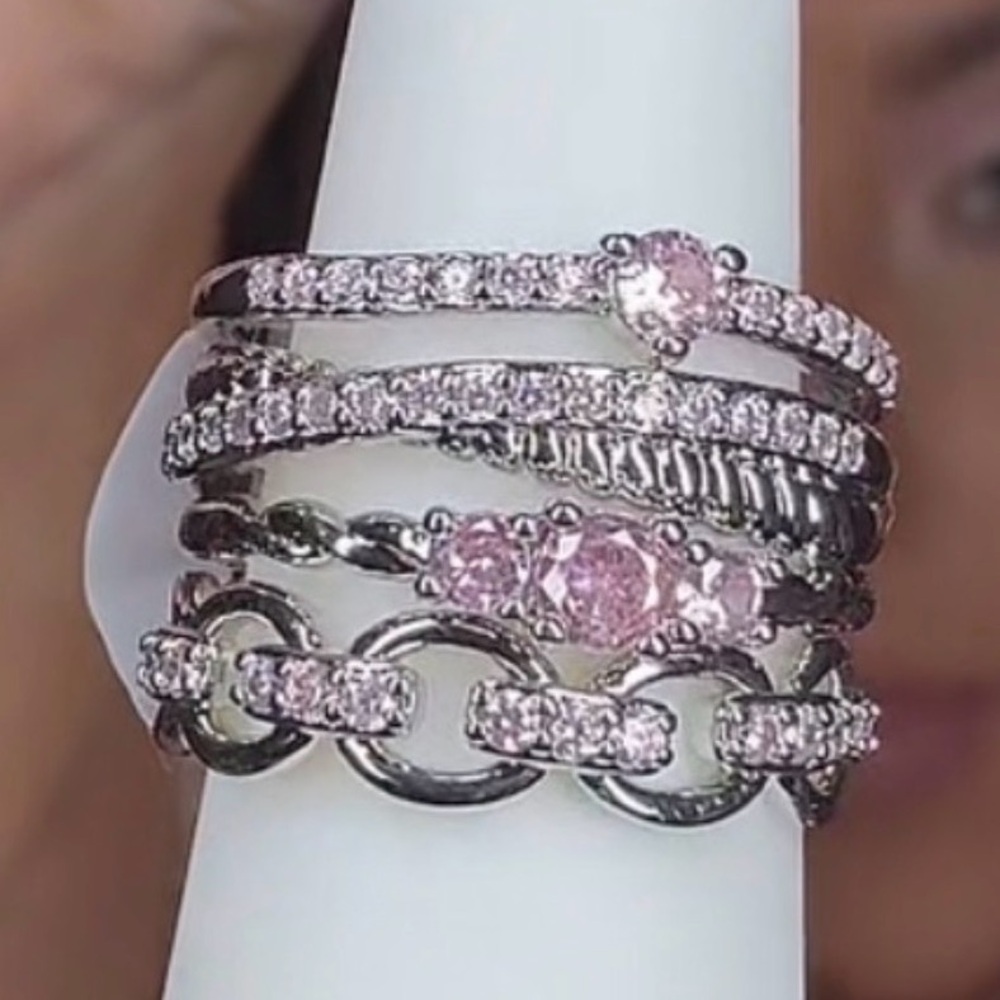 Bomb Party Delicates Size 6 Pink and Silver Women's Ring Set